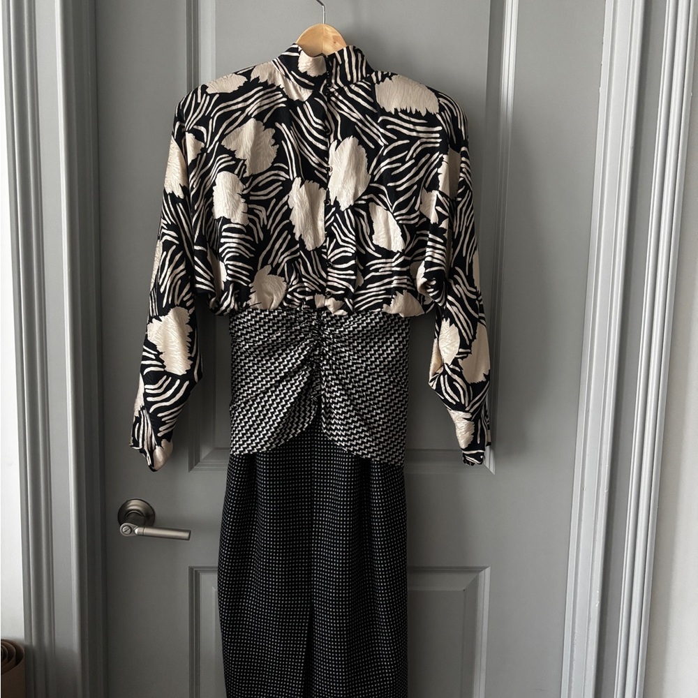 Vintage Black and White Patterned Dress